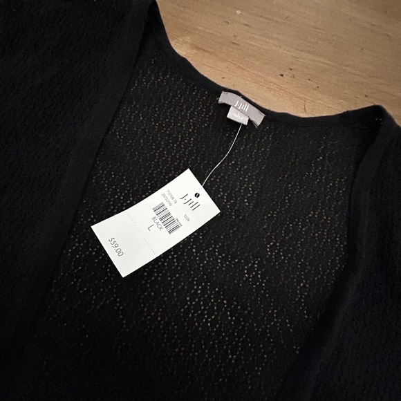 J. Jill Sweater Womens Large Black Open Front Cardigan Cotton Viscose NWT - Picture 2 of 7